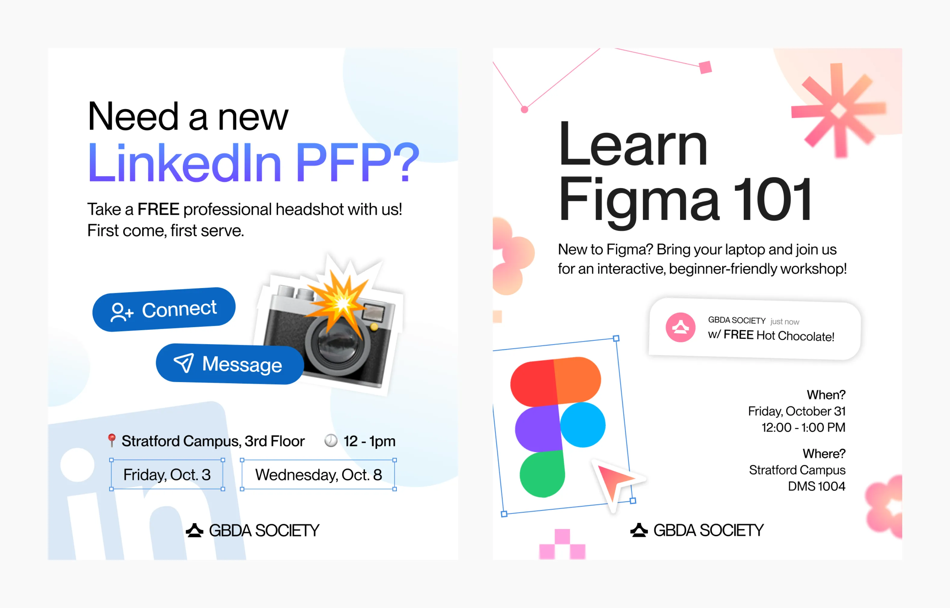 GBDA Society graphics — refreshed visual identity artwork.